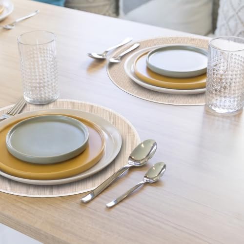 Beige Placemats Set of 4, 15 Inch Round for Kitchen & Dining Room