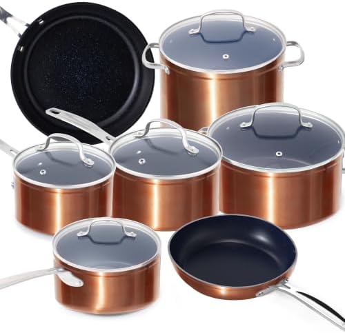 Nuwave 12pc Healthy Pots and Pan Set Non-Stick, G10 Duralon Ceramic