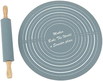 Pissente Rolling Pin Set 11.8x1.8in, Silicone and Beech Pastry Baking