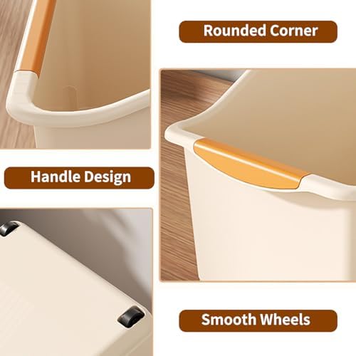 2 Pack Roll Out Plastic Organizer Bins, Tall Under Sink Organizer