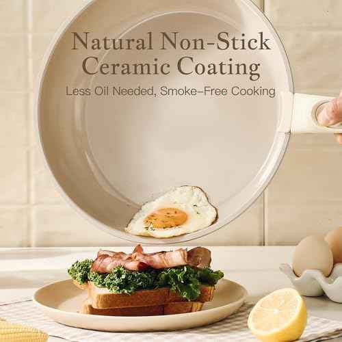 Redchef 5Pcs Ceramic Cookware Sets,Detachable Handle Pots and Pans Set Non Stick,Induction Compatible,Dishwasher & Oven Safe,RV Kitchen Cooking Set,Camping cookware,Housewarming Gift