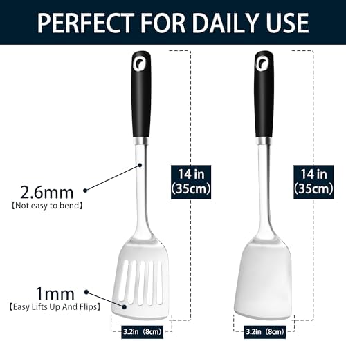 14-in Spatula Set, 18/0 Stianless Steel Heavy Duty Turner & Slotted