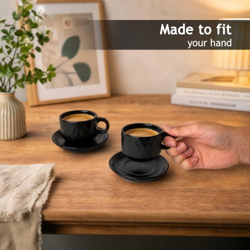 MIAMIO - Espresso Cups 6-Pack (2.5 oz) - Palmanova Collection (Black)