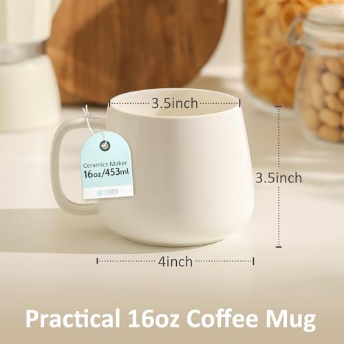 Teocera 16oz Ceramic Coffee Mugs Set of 4 – Stackable Latte Cups
