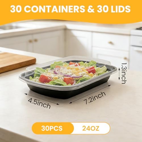 30Pack-24oz Meal Prep Containers Reusable with Lids - BPA-Free Plastic