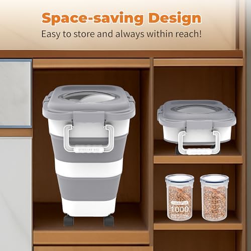 HOYTAMDAR 25-28lb Collapsible Dog Food Storage Container,Dog Food