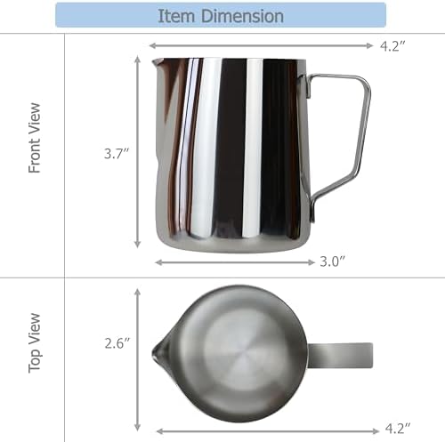 EIKS Stainless Steel Measuring Cup Steaming Pitcher Jug (350ml)