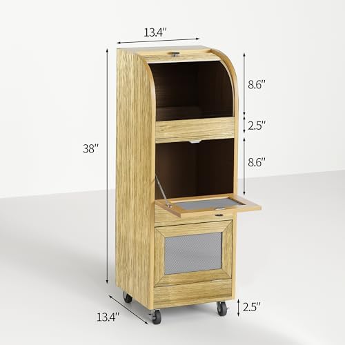 Potato & Onion Storage Bin with Wheels&Mesh Doors,3-Tier Bread