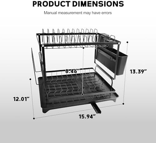 Steel Dish Drying Rack, 16.5" D x 11.5" W x 11.5" H