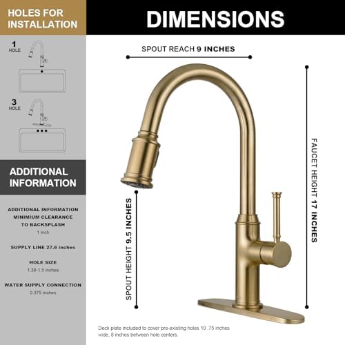 Lava Odoro Champagne Gold Kitchen Faucet with Pull Down Sprayer