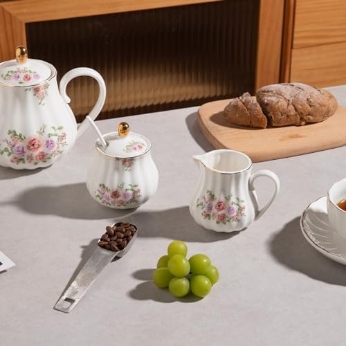 Sweejar Royal Ceramic Sugar and Creamer Set Cream Pitcher, Sugar Bowl