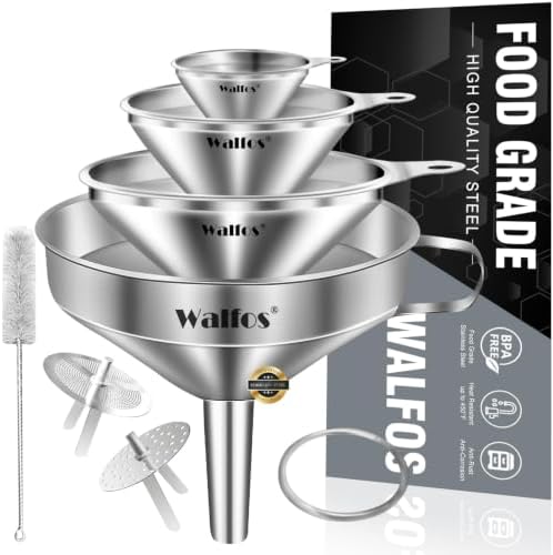 Stainless Steel Funnel, Walfos 4 Pack
