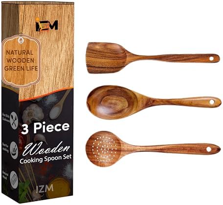 3-Piece Teak Wooden Utensil Set