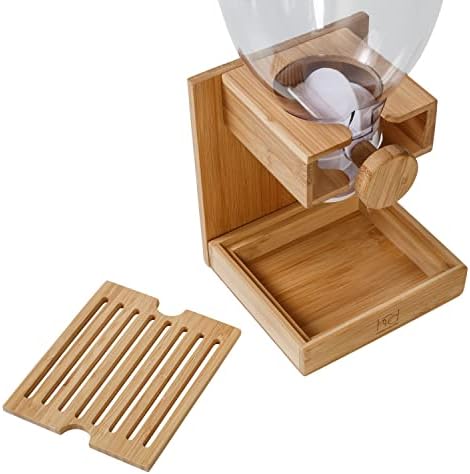 Honey-Can-Do Compact Dry Food Dispenser, Single Control & Snack Storage Container for Countertop or Pantry, Bamboo