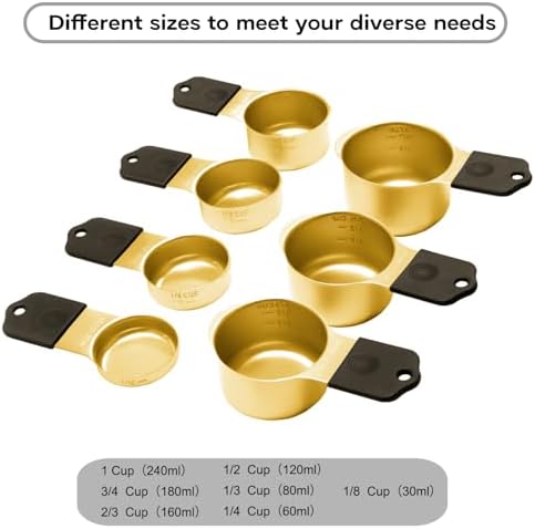 Magnetic Measuring Cups and Spoons Set of 15-304 Stainless Steel Gold