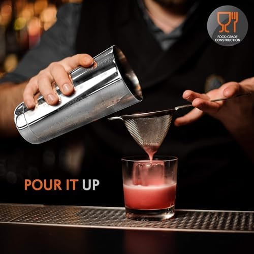 NutriChef Mixology Bartender Cocktail Shaker Set - Includes 15 & 30 oz