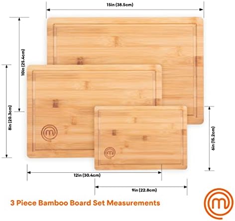 MasterChef Wooden Cutting Boards for Kitchen, Bamboo Cutting Board Set