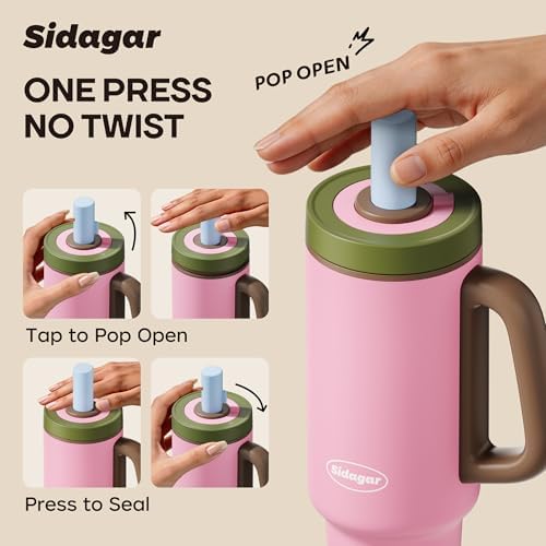 36oz Insulated Tumbler with Straw, Ceramic Water Bottle Travel Mug