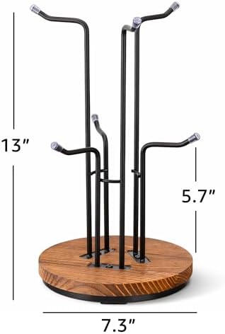 Rotating Large Mug Tree for Counter, Coffee Mug Holder, 6 Hooks