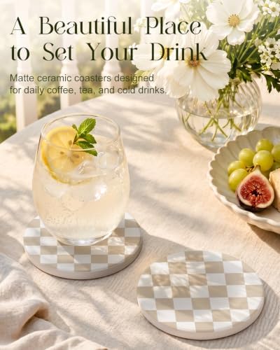 Oqplog 2 Pack Ceramic Absorbent Drink Coasters for Women