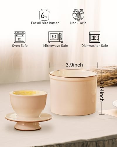 French Butter Dish, Butter Crock for Counter with Water Line, Ceramic