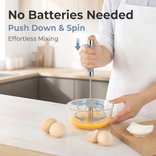 Egg Yolk Separator & Semi Automatic Whisk, Stainless Steel Mini Hand