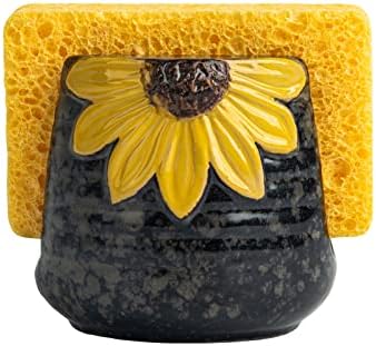 Ceramic Sunflower Dish Sponge Holder for Kitchen Sink