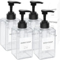 Clear Soap Dispenser Bottles, 15oz 4 Pack