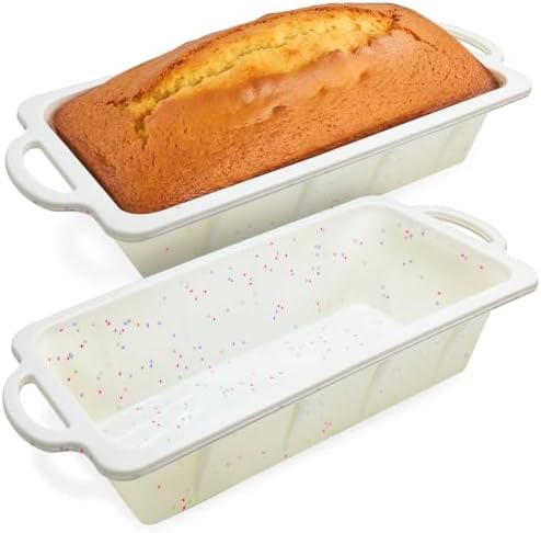 RICCLE Silicone Bread Loaf Pan 2 Pc, 9.5x5 inch inch Banana Bread Loaf