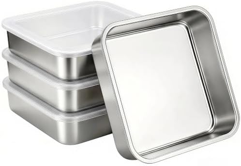 8x8 Stainless Steel Baking Pan with Lid, Square Brownie Cake Pan Set