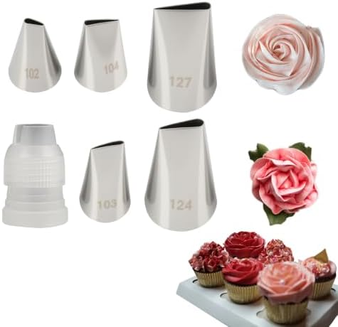 6 Pcs Flower Piping Tips Set with Coupler