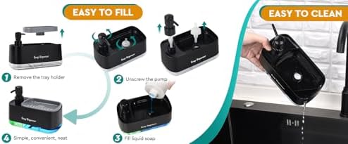 Dual Soap Dispenser Set for Kitchen, Black
