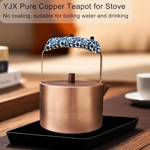 YJX Pure Copper Stovetop Tea Kettle, 1500ml