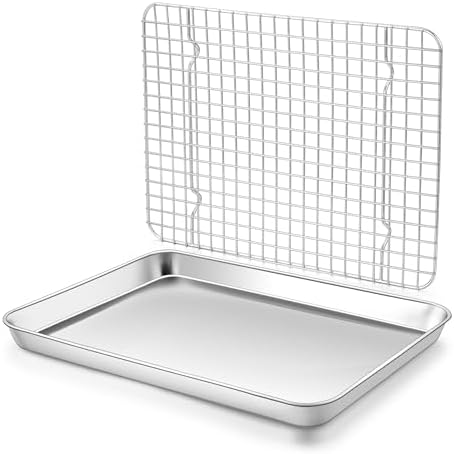 Homikit Baking Sheet with Wire Rack Set (1 Pan+1 Cooling Rack), 12" x