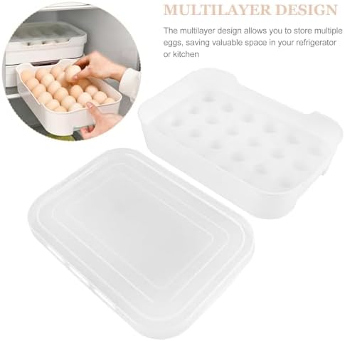 2pcs Egg Storage Box with Lid, Stackable Multilayer Refrigerator Tray