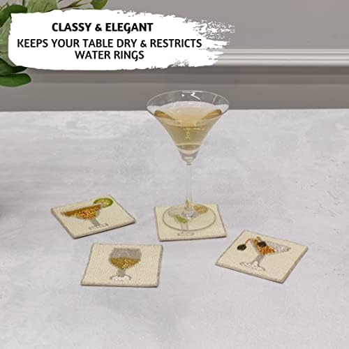 Folkulture Coasters Set of 4 for Drink, Coffee Bar Accessories, Table