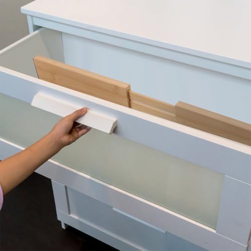 2pcs Adjustable Bamboo Drawer Dividers, Expandable Kitchen Organizers