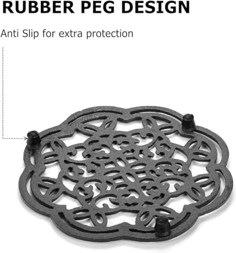 Yopay 2 Pack Cast Iron Trivet Heavy Duty, 7.7 inch Round Metal Trivet
