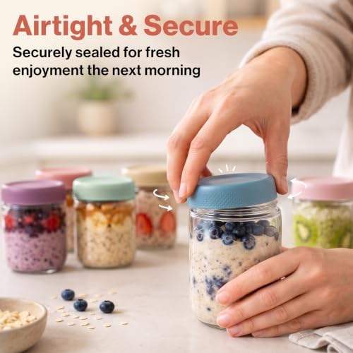 EDELHAUS Glass Overnight Oats Containers with Lids