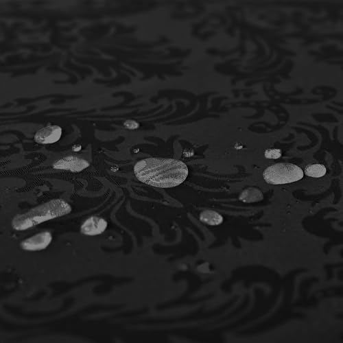 SASTYBALE Black Jacquard Damask Rectangular Tablecloth, 52 x 70 Inch