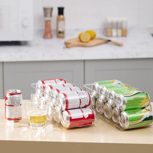 3pcs Drink Dispenser Organizer for Refrigerator, Clear Plastic