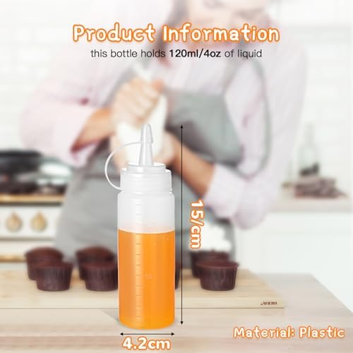 60 Pieces 4 oz Plastic Condiment Squeeze Bottles Small Squirt Bottles