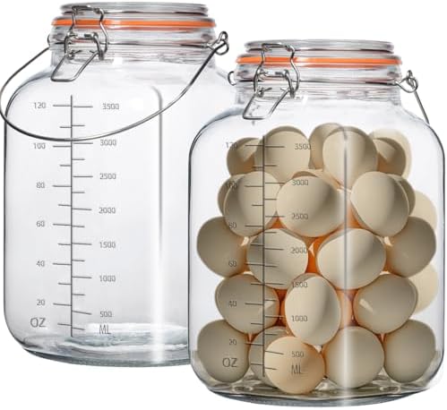 1 Gallon Glass Jars with Airtight Lids, 2 Pack