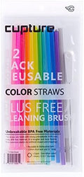 Cupture Reusable & Unbreakable Color Straws - 12 Count + Free Brush