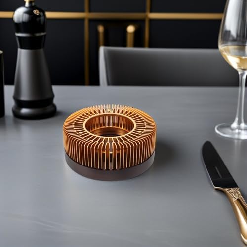 Candle Powered Tea Warmer Set with Wood Base, Aluminum