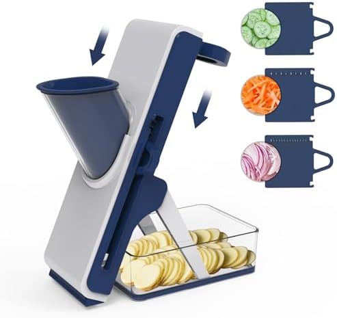 Mandoline Slicer for Kitchen, White Blue