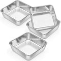 P&P CHEF Square 6x6 Baking Cake Pan, 4 Pcs Stainless Steel Brownie Pan