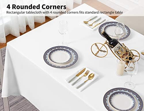 Surmente 90x156 Inch White Tablecloth for 8 Foot Rectangle Tables