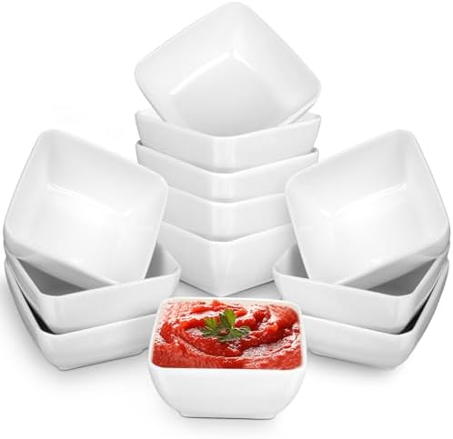 Ceramic Dip Bowls Set - 12 Pack 3 oz Mini Sauce Dishes, Condiment