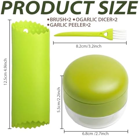 2 Sets, 3-in-1 Stainless Steel Garlic Press and Mincer